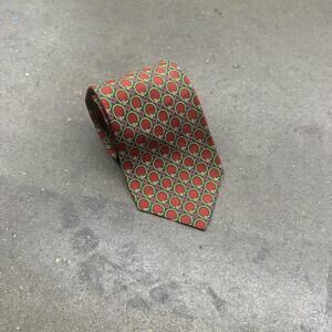 VTG 90s POLO RALPH LAUREN Hand‎ Made Red 100% Silk Neck Tie Green Blue Design